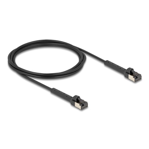 Delock RJ45 Slim Network Cable Cat.8.1 U/FTP angled up to 40 Gbps black 2 m