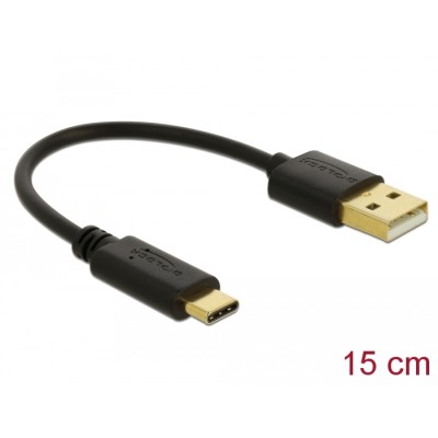 Delock USB Charging Cable Type-A to USB Type-C™ 3 A 15 cm