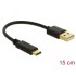 Delock USB Charging Cable Type-A to USB Type-C™ 3 A 15 cm
