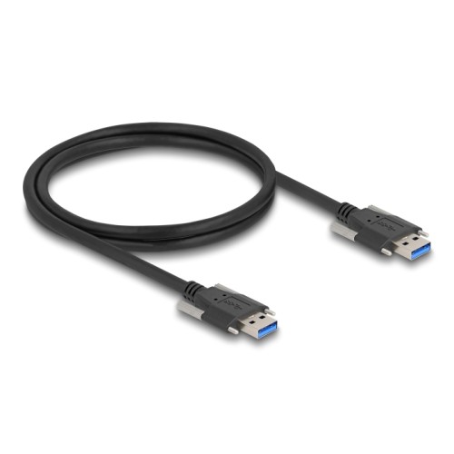 Delock USB 5 Gbps Cable Type-A male to Type-A male with screw distance 22 mm 1 m black