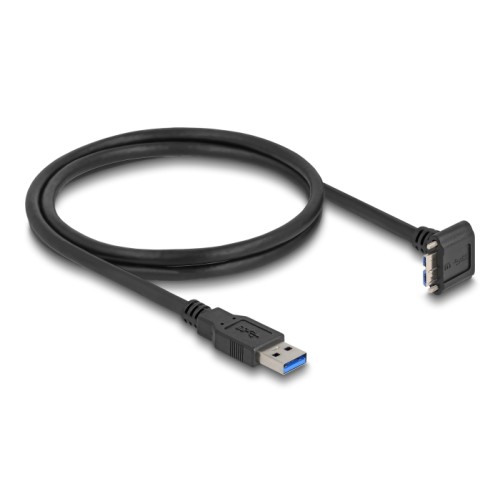 Delock USB 5 Gbps Cable USB Type-A male straight to USB Micro-B male 90° downwards angled with screw distance 18 mm 1 m black
