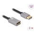 Delock DisplayPort extension cable 8K 60 Hz 2 m grey metal without latch