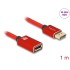 Delock DisplayPort extension cable 8K 60 Hz 1 m red metal without latch