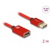 Delock DisplayPort extension cable 8K 60 Hz 2 m red metal without latch