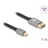 Delock Mini DisplayPort to DisplayPort cable 8K 60 Hz 1 m grey metal without latch