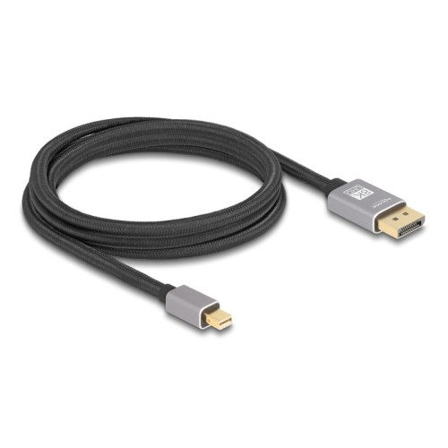 Delock Mini DisplayPort to DisplayPort cable 8K 60 Hz 2 m grey metal without latch