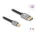 Delock Mini DisplayPort to DisplayPort cable 8K 60 Hz 3 m grey metal without latch