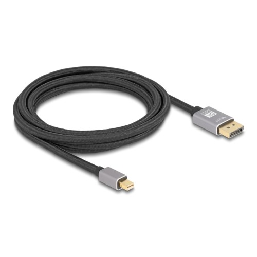 Delock Mini DisplayPort to DisplayPort cable 8K 60 Hz 3 m grey metal without latch