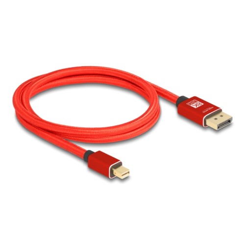 Delock Mini DisplayPort to DisplayPort cable 8K 60 Hz 1 m red metal without latch