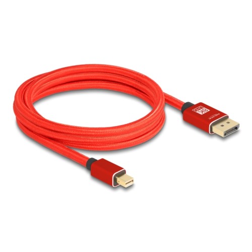Delock Mini DisplayPort to DisplayPort cable 8K 60 Hz 2 m red metal without latch