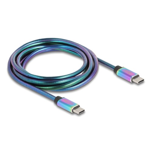 Delock USB 2.0 Cable USB Type-C™ male to male with metal jacket iridescent PD 3.0 60 W 2 m