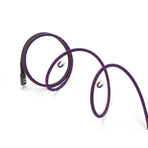 Delock USB 2.0 Cable USB Type-C™ male to male with magnetic textile jacket PD 3.0 60 W 1 m