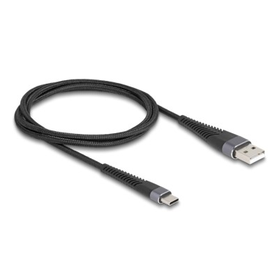 Delock USB 2.0 Cable USB Type-A male to USB Type-C™ male with extended bend protection 1 m 2