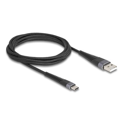 Delock USB 2.0 Cable USB Type-A male to USB Type-C™ male with extended bend protection 2 m 2