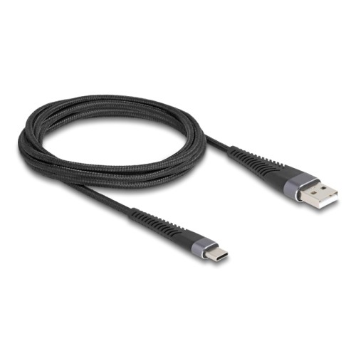 Delock USB 2.0 Cable USB Type-A male to USB Type-C™ male with extended bend protection 2 m