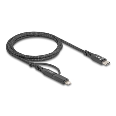 Delock USB Cable 2 in 1 USB Type-C™ to USB Type-C™ / Lightning™ for iPhone™ and iPad™ 1 m MFi 60 W 2