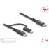 Delock USB Cable 2 in 1 USB Type-C™ to USB Type-C™ / Lightning™ for iPhone™ and iPad™ 2 m MFi 60 W