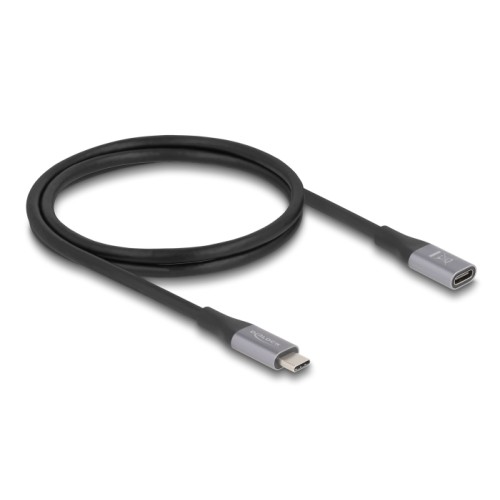 Delock USB 40 Gbps Extension Cable USB Type-C™ male to female PD 3.1 240 W 1 m grey metal