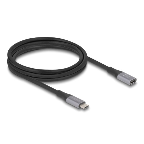 Delock USB 40 Gbps Extension Cable USB Type-C™ male to female PD 3.1 240 W 2 m grey metal