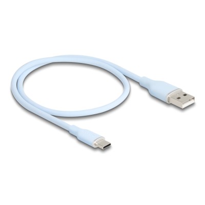 Delock USB 2.0 Cable USB Type-A male to USB Type-C™ male 0.5 m blue Silicone 2