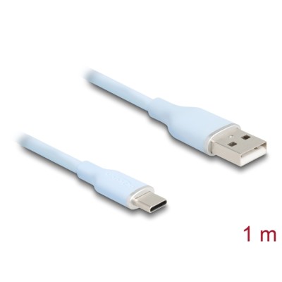 Delock USB 2.0 Cable USB Type-A male to USB Type-C™ male 1 m blue Silicone
