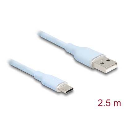 Delock USB 2.0 Cable USB Type-A male to USB Type-C™ male 2.5 m blue Silicone