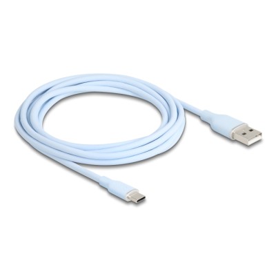 Delock USB 2.0 Cable USB Type-A male to USB Type-C™ male 2.5 m blue Silicone 2