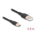 Delock USB 2.0 Cable USB Type-A male to USB Type-C™ male 0.5 m black Silicone