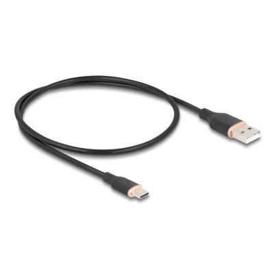 Delock USB 2.0 Cable USB Type-A male to USB Type-C™ male 0.5 m black Silicone 2