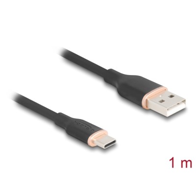 Delock USB 2.0 Cable USB Type-A male to USB Type-C™ male 1 m black Silicone