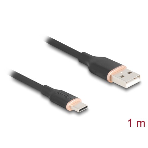 Delock USB 2.0 Cable USB Type-A male to USB Type-C™ male 1 m black Silicone