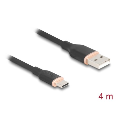 Delock USB 2.0 Cable USB Type-A male to USB Type-C™ male 4 m black Silicone