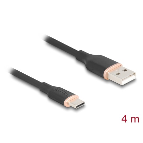 Delock USB 2.0 Cable USB Type-A male to USB Type-C™ male 4 m black Silicone