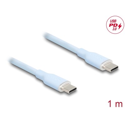 Delock USB 2.0 Cable USB Type-C™ male to male PD 3.0 60 W 1 m blue Silicone