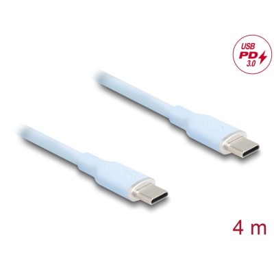Delock USB 2.0 Cable USB Type-C™ male to male PD 3.0 60 W 4 m blue Silicone