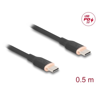 Delock USB 2.0 Cable USB Type-C™ male to male PD 3.0 60 W 0.5 m black Silicone