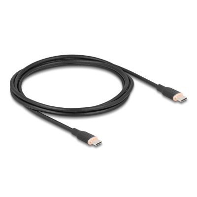 Delock USB 2.0 Cable USB Type-C™ male to male PD 3.0 60 W 2.5 m black Silicone 2
