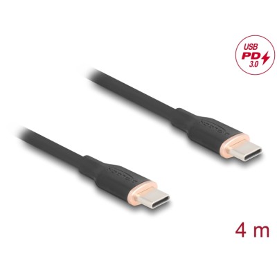 Delock USB 2.0 Cable USB Type-C™ male to male PD 3.0 60 W 4 m black Silicone