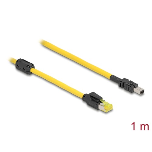 Delock Cable RJ45 plug Cat.6 to Mini I/O 8 pin D-shape type 2 plug 1 m yellow