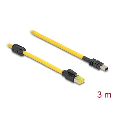 Delock Cable RJ45 plug Cat.6 to Mini I/O 8 pin D-shape type 2 plug 3 m yellow