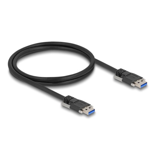 Delock USB 5 Gbps Cable Type-A male to Type-A male with screw distance 19 mm / M3 screws 1 m black