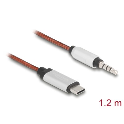 Delock AUX Cable USB Type-C™ male to Stereo plug 3.5 mm 4 pin 1.2 m
