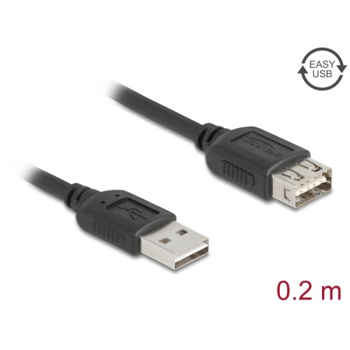 Delock USB 2.0 extension cable EASY USB Type-A male to EASY USB Type-A female 0.2 m