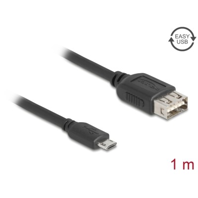 Delock USB 2.0 Kabel EASY USB Typ Micro-B Stecker zu EASY USB Typ-A Buchse 1 m