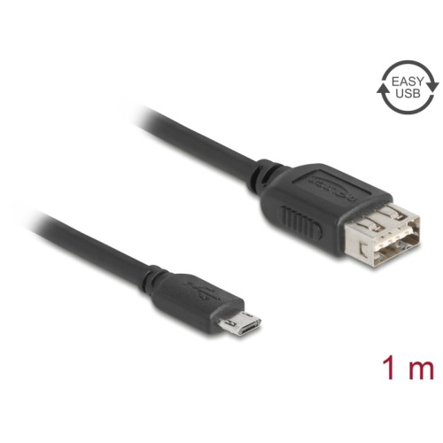 Delock USB 2.0 Kabel EASY USB Typ Micro-B Stecker zu EASY USB Typ-A Buchse 1 m