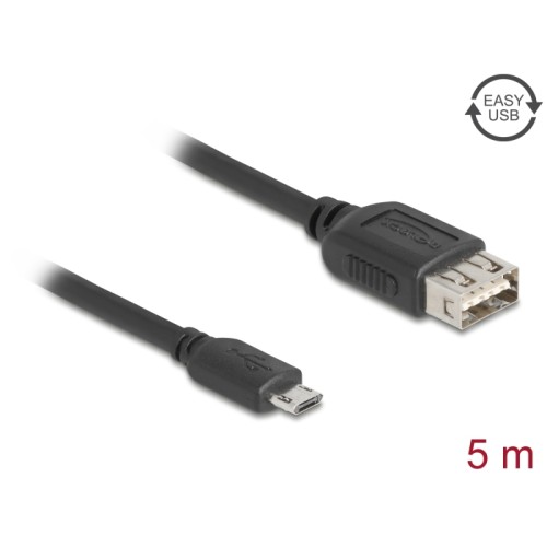 Delock USB 2.0 Kabel EASY USB Typ Micro-B Stecker zu EASY USB Typ-A Buchse 5 m