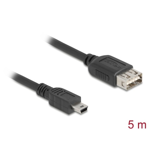 Delock USB 2.0 Cable USB Type Mini-B male to EASY USB Type-A female 5 m
