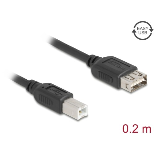 Delock USB 2.0 Cable USB Type-B male to EASY USB Type-A female 0.2 m