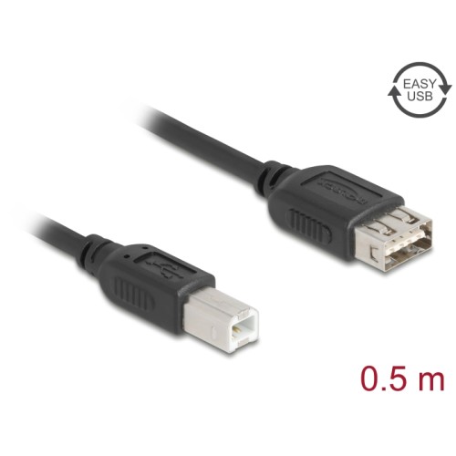 Delock USB 2.0 Cable USB Type-B male to EASY USB Type-A female 0.5 m