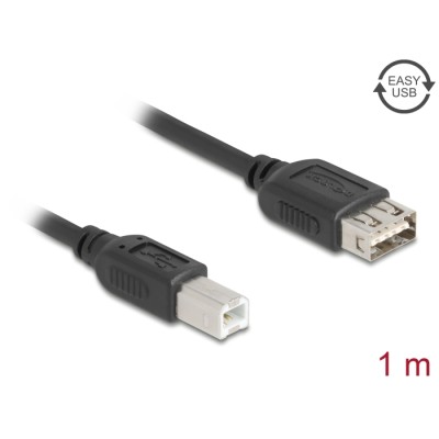 Delock USB 2.0 Cable USB Type-B male to EASY USB Type-A female 1 m